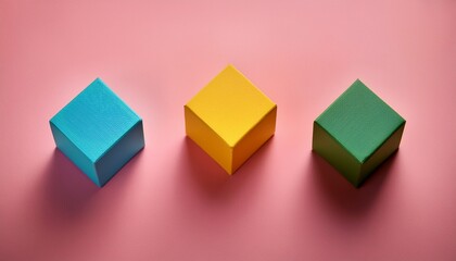Obraz premium three colorful cubes on pink background