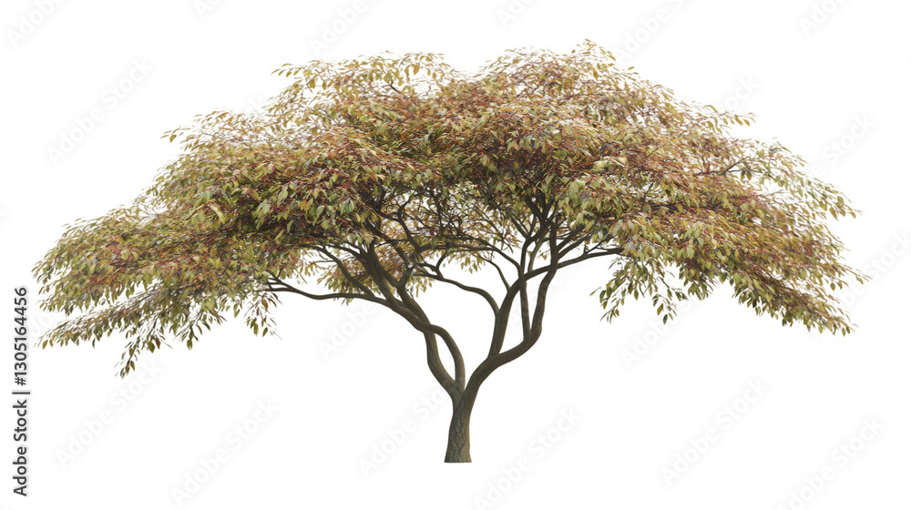 Poster cutout tree with colorful leaves, perfect for architectural renderings or any design project needing