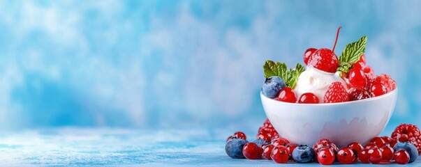 Refreshing berry dessert styled with minimalistic elegance and soft natural tones, perfect for food blogs, advertisements, or product visuals