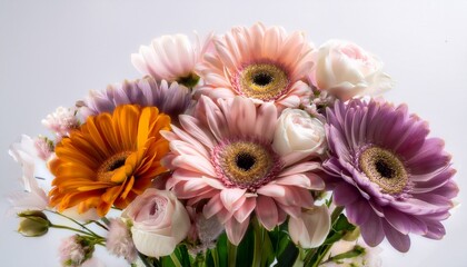 bunch of flowers against white background