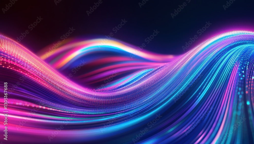 Poster colorful light waves creating a beautiful abstract background with flowing patterns and vibrant neon
