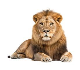 Fototapeta premium Relaxing lions in african wilderness isolated on transparent background png