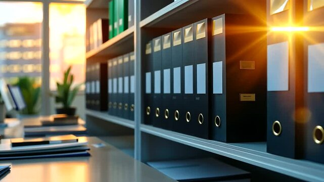 A close-up shot focusing on a few labeled archive folders, with additional shelves visible in the blurred background to emphasize scale and organization.