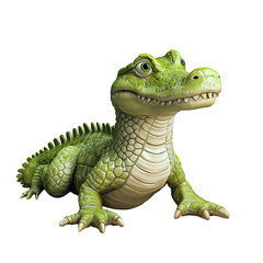 Obraz premium Cute Baby Alligator Cartoon for Green Reptile.