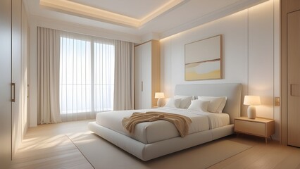 Master Bedroom in a Minimalist Modern Residence: Elegance and Simplicity
