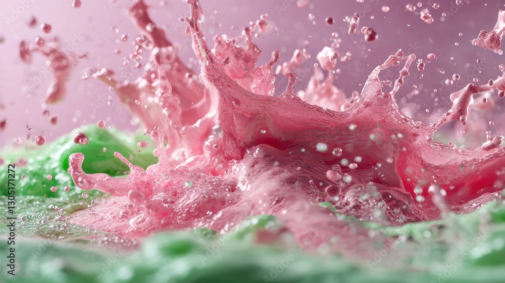 Aufkleber vibrant pink and green liquids collide, creating an explosion of color and texture. the droplets ref