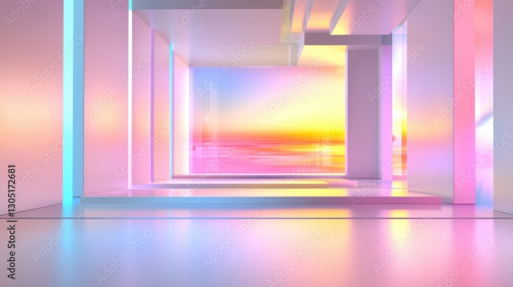 Poster this tranquil space features smooth surfaces and a blend of pastel colors. soft gradients create a c