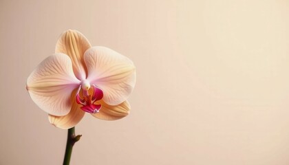 Obraz premium A single orange flower with a red center is the main focus of the image. The flower is surrounded by a white background, which creates a sense of simplicity and elegance