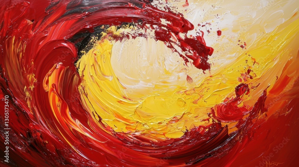 Aufkleber dynamic energy flows in this vibrant abstract piece featuring a wave of red and yellow hues blending