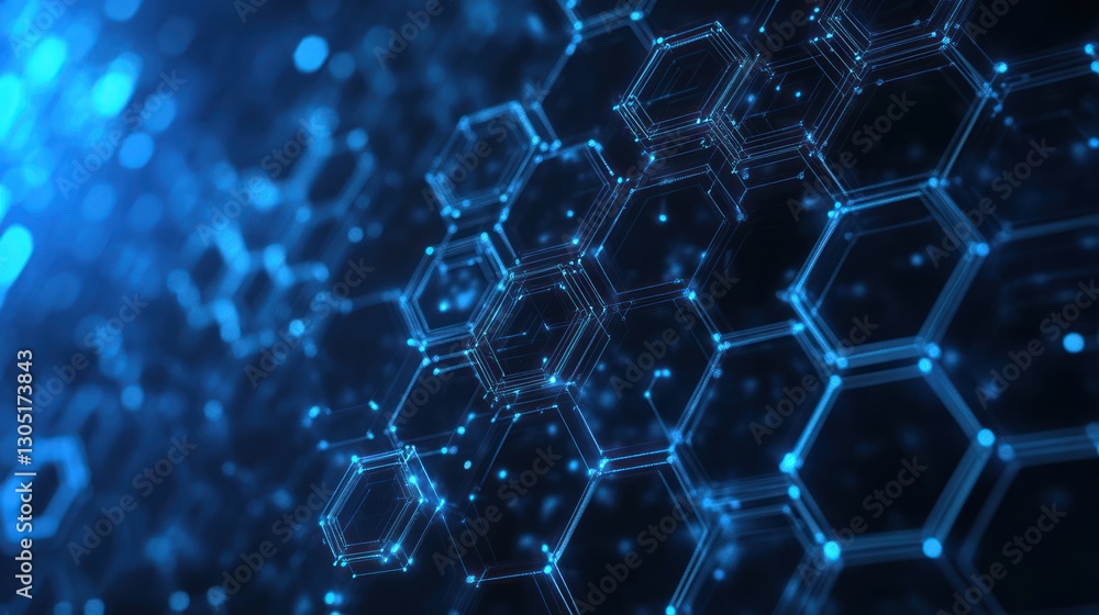 Poster abstract hexagonal network, futuristic technology background, digital art, possible use in tech pres