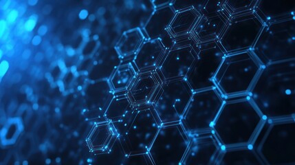 Abstract hexagonal network, futuristic technology background, digital art, possible use in tech presentations, design projects