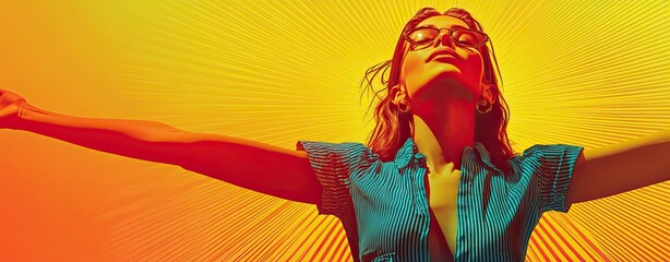 A joyful person embracing the sunlight, radiating positivity and confidence.