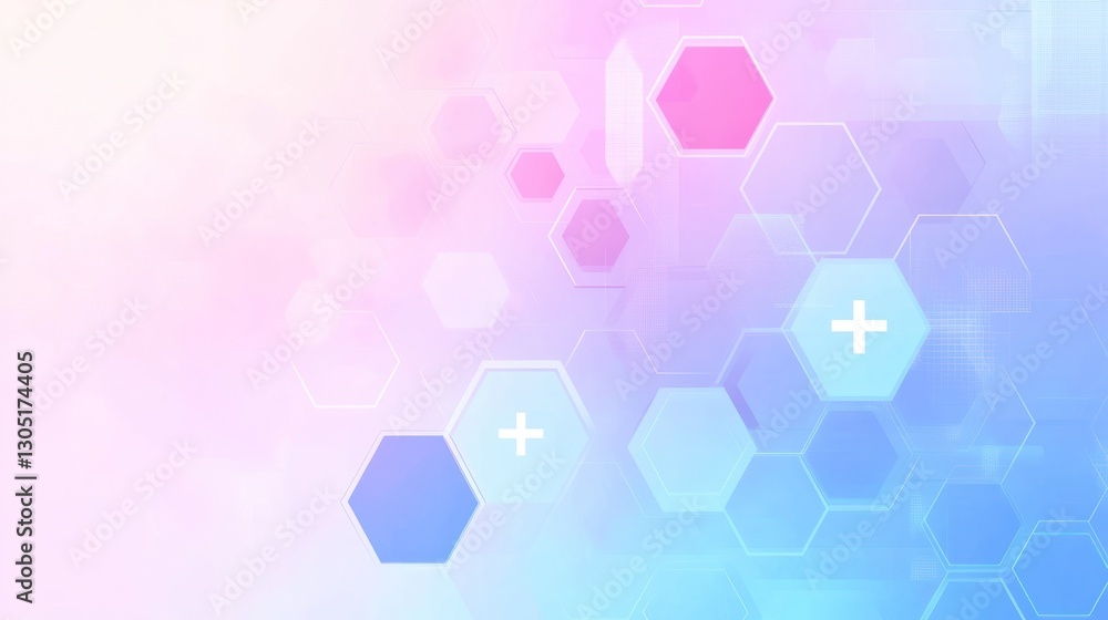 Poster abstract medical background with hexagons and plus signs. possible use in health and wellness materi