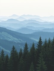 Fototapeta premium Serene summer mountain view nature tranquil environment landscape concept