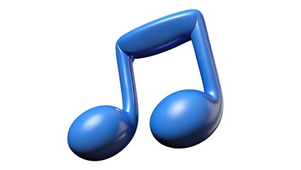 Blue Musical Note 3D Render