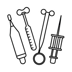 Medical Equipment Illustration Featuring Common Clinical Instruments