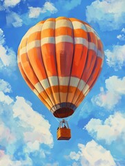 Naklejka premium Summer adventure hot air balloon ride over scenic landscapes open sky realistic photo