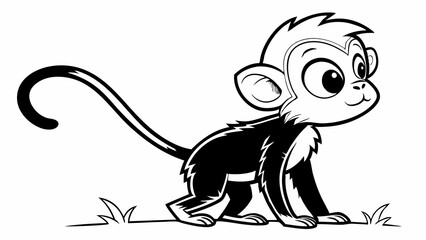 Fototapeta premium Adorable cartoon monkey with big eyes and a playful expression in a fun doodle style