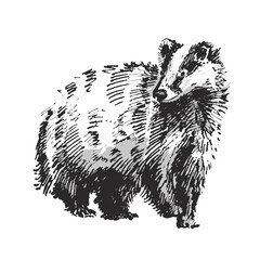 Hand-Drawn Badger Sketch vector Illustration © Anna