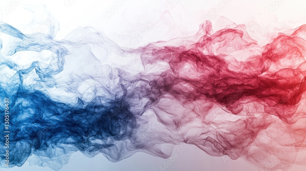 Poster soft waves of blue and red intertwine gracefully, forming a captivating display of color and motion.