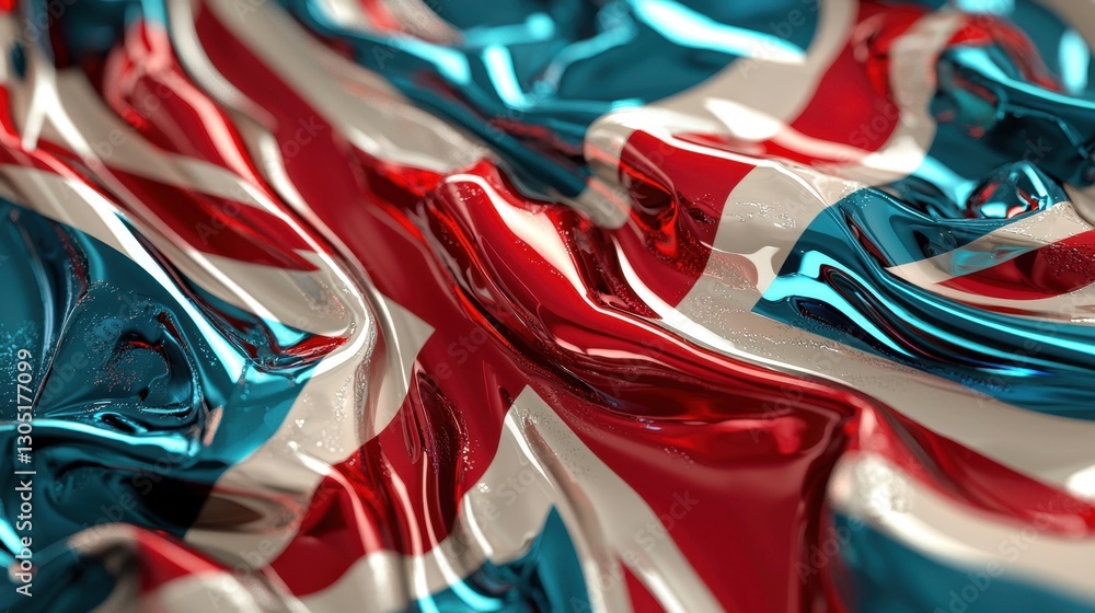 Poster a vibrant surface displays the colors of the union jack flag, creating a striking visual effect as t