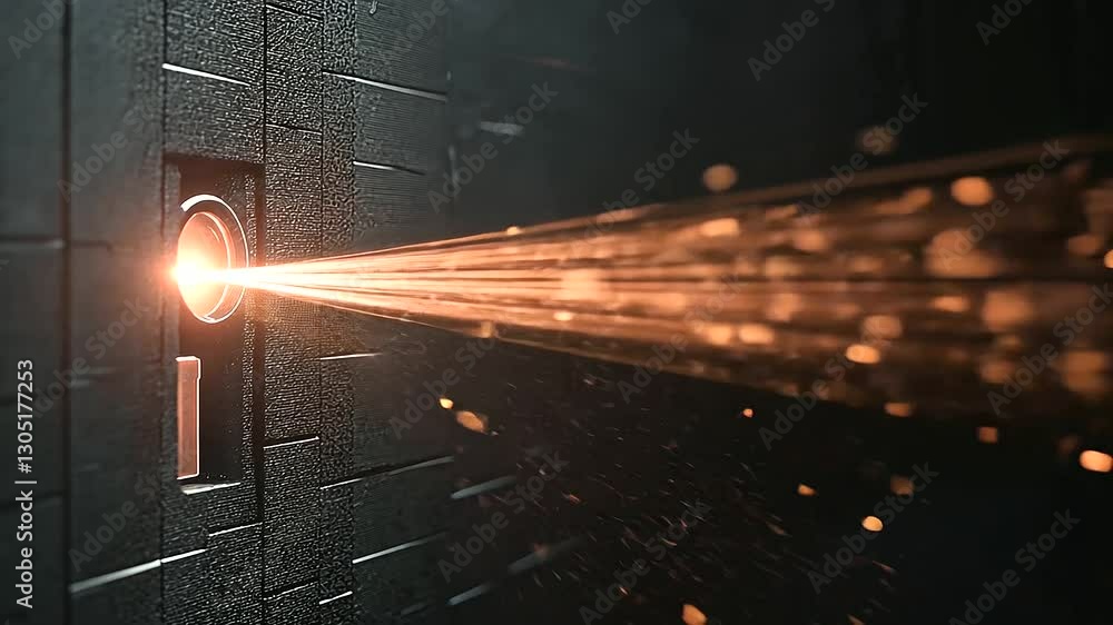 Poster a glowing digital padlock with a keyhole icon projecting beams of light, symbolizing access control 