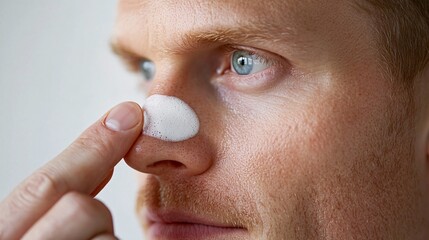 Close-Up of a Man’s Face Applying Hydrating Skincare Product
