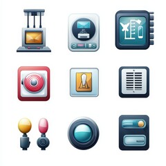 Installation icon set cut out isolated on white background