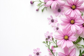 Many different coloring flowers in the summer isolated on white background