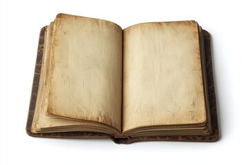 Naklejka premium Antique Journal: An open antique journal with weathered pages and a textured cover. The book exudes a sense of history and nostalgia.