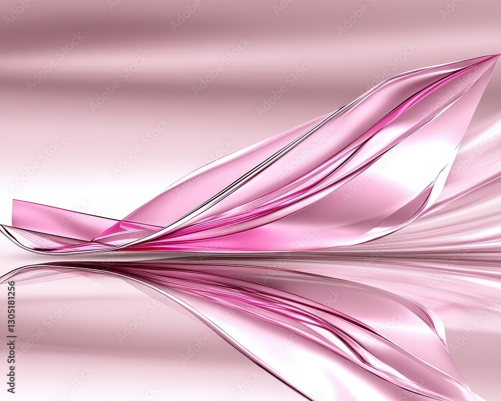 Poster elegant abstract pink wave design with soft reflection and smooth gradient background