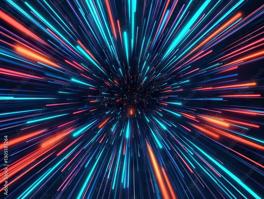 Poster dynamic light burst event digital space abstract art futuristic environment close-up view motion con