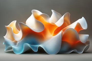 Flowing shape art with gradient on simple surface