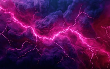 Obraz premium A striking display of purple lightning illuminating dark storm clouds.