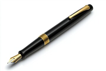 Fountain Pen's Elegance: An elegant fountain pen, a symbol of writing, stands poised against a clean backdrop, epitomizing style, craftsmanship, and the art of penmanship. 