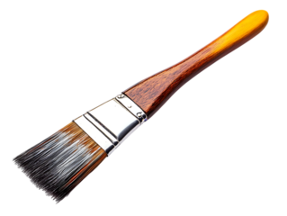 Close up of a paintbrush isolated on black background.