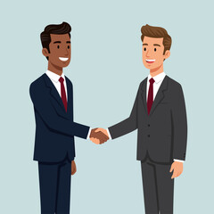 Fototapeta premium Two Men in Suits Shaking Hands Illustrating a Business Agreement