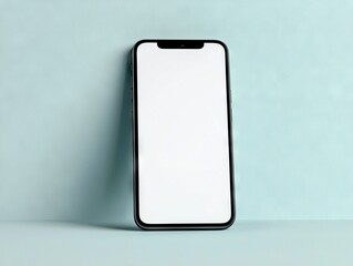 Mobile phone display mockup studio environment product photography minimalistic design close-up view technology concept