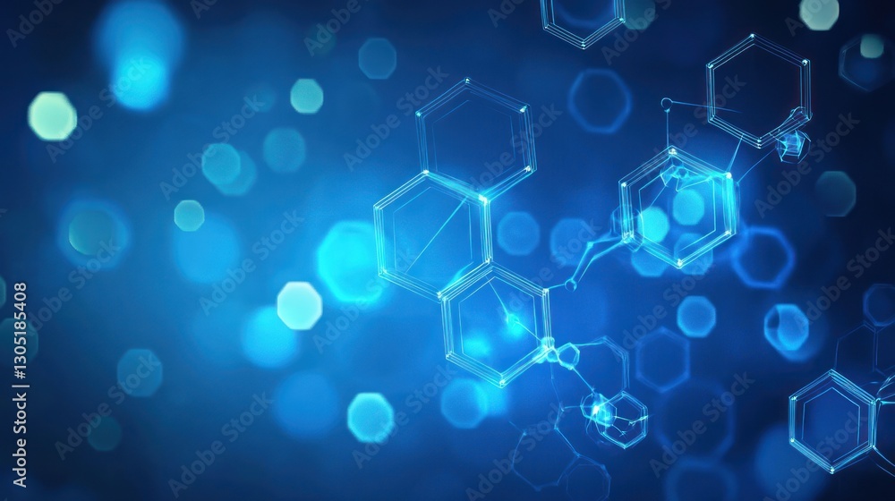 Aufkleber abstract hexagonal molecular structure background, ideal for technology or science presentations