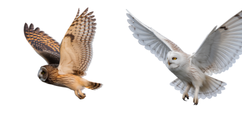 Majestic Owl in Flight with Wings Spread Wide Isolated on Transparent Background PNG
