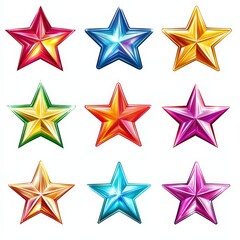 Obraz premium Star icon set cut out isolated on white background