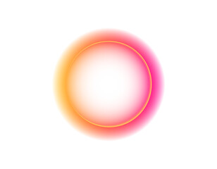 A vibrant circle with smooth gradient transitions and a glowing halo, blending warm and cool tones.