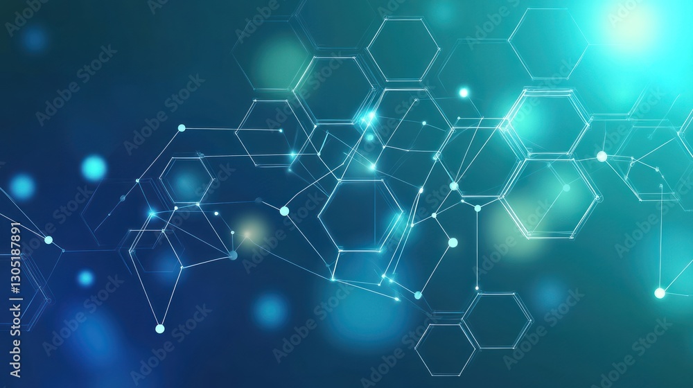 Poster abstract network of hexagons, futuristic design, technology background, possible use in tech present
