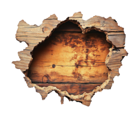 Wooden wall hole home interior style isolated on transparent background png