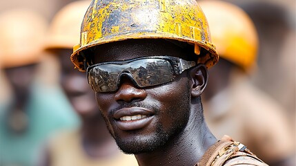 African Miner Smiling, Gold Mine