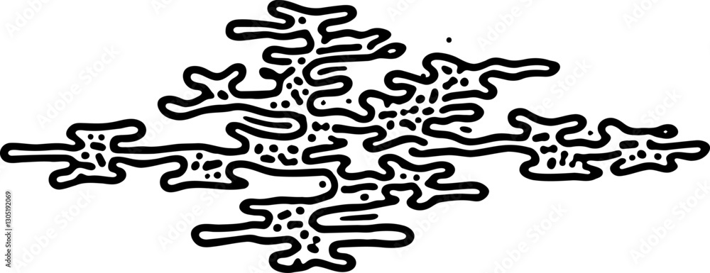 Aufkleber abstract pattern resembling coral or organic fractal growth. black ink-style design on a white backg