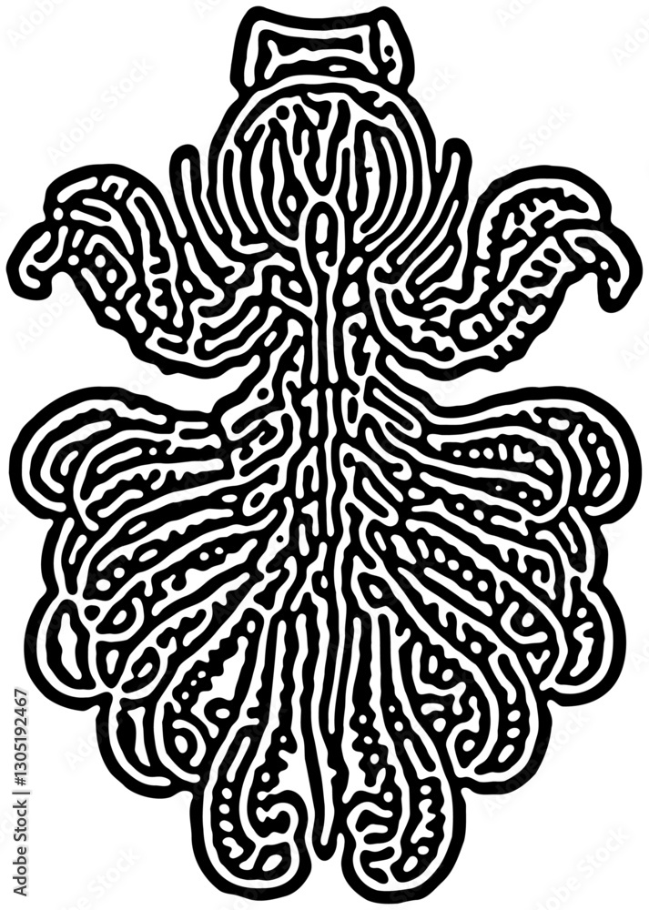 Aufkleber intricate abstract pattern resembling coral or organic network structures. the black and white linew