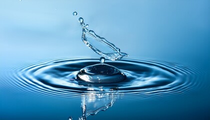 flowing crystalline water droplets cascading and rippling over a smooth reflective surface in a tranquil minimalist visual composition the droplets refract and shimmer creating an abstract