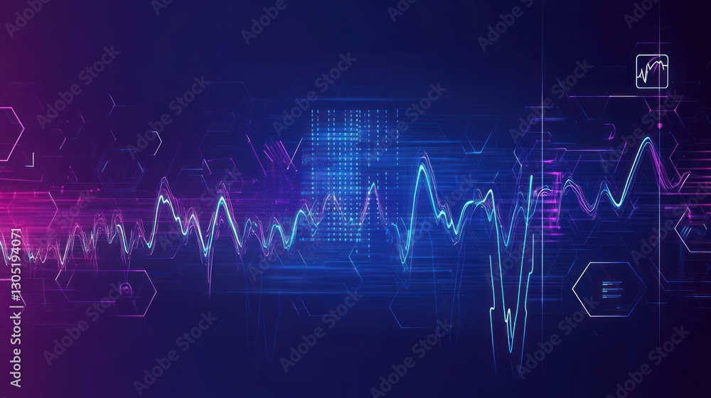 Poster abstract data visualization, futuristic technology background, potential for use in presentations, r