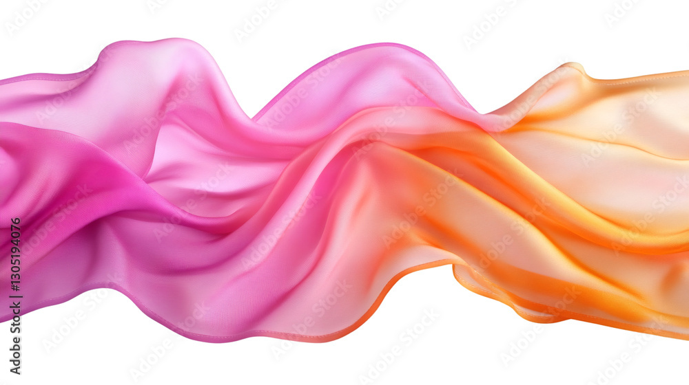 Poster soft pink-orange gradient fabric cascading with elegant fluidity, highlighting delicate hues against